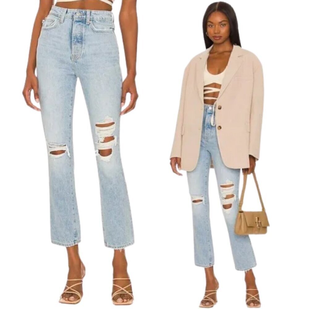 Lovers and Friends Reece High Rise Slim Straight Denim Jeans Womens 24 Blue NWOT